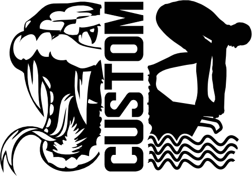 (317-23-M) Snake Split Mascot Swim Team Custom Iron-On Transfer