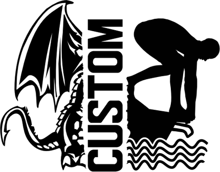 (s317-M) Swimming Split Mascot Team Name Custom Text