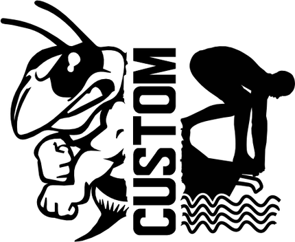 (s317-M) Swimming Split Mascot Team Name Custom Text