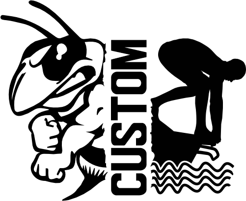 (317-25-M) Yellow Jacket Hornet Split Mascot Swim Team Custom Iron-On Transfer