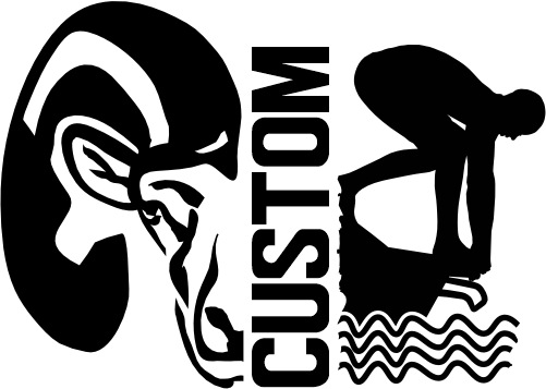 (s317-M) Swimming Split Mascot Team Name Custom Text