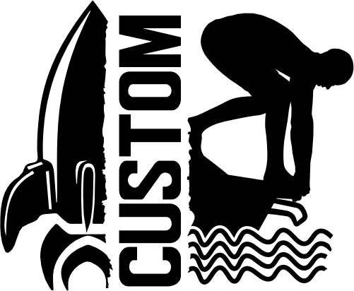 (317-27-M) Rocket Split Mascot Swim Team Custom Iron-On Transfer