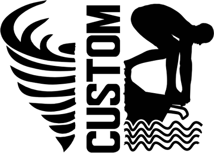 (s317-M) Swimming Split Mascot Team Name Custom Text