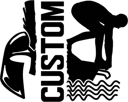 (s317-M) Swimming Split Mascot Team Name Custom Text