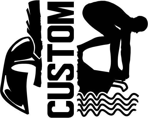 (317-31-M) Spartan Trojan Split Mascot Swim Team Custom Iron-On Transfer