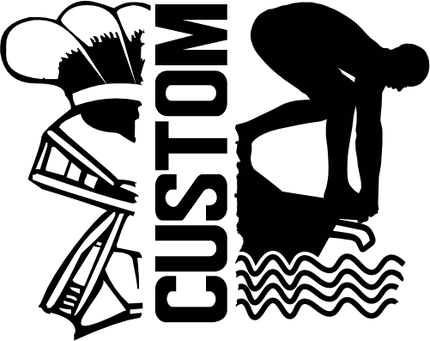 (s317-M) Swimming Split Mascot Team Name Custom Text