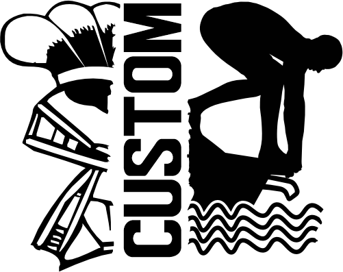 (317-33-M) Spartan Trojan Split Mascot Swim Team Custom Iron-On Transfer