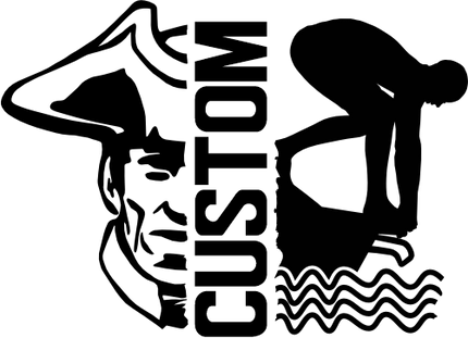 (s317-M) Swimming Split Mascot Team Name Custom Text