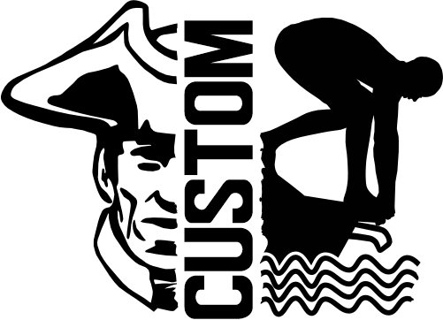 (317-34-M) Patriot Colonial Split Mascot Swim Team Custom Iron-On Transfer