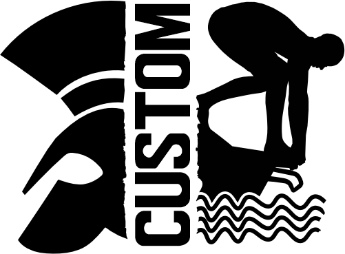 (317-35-M) Spartan Trojan Split Mascot Swim Team Custom Iron-On Transfer