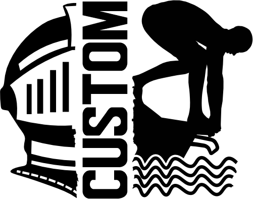 (317-36-M) Knight Split Mascot Swim Team Custom Iron-On Transfer