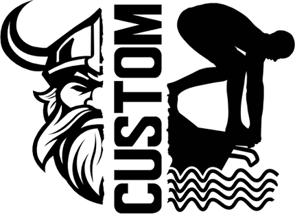 (s317-M) Swimming Split Mascot Team Name Custom Text