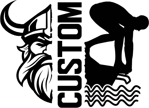 (317-37-M) Viking Split Mascot Swim Team Custom Iron-On Transfer