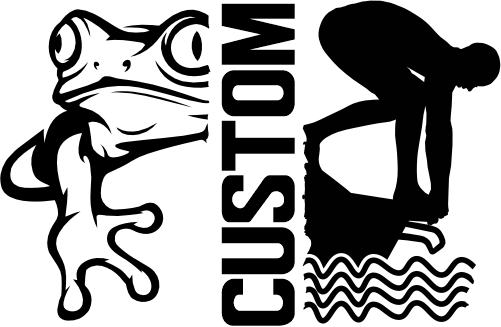 (317-38-M) Frog Split Mascot Swim Team Custom Iron-On Transfer