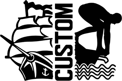 (s317-M) Swimming Split Mascot Team Name Custom Text