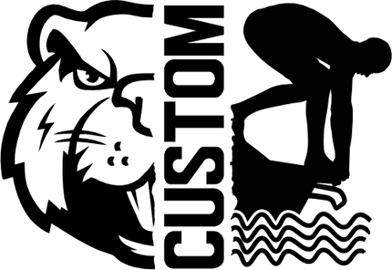 (s317-M) Swimming Split Mascot Team Name Custom Text