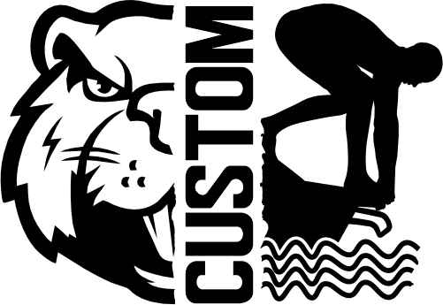 (317-40-M) Beaver Split Mascot Swim Team Custom Iron-On Transfer