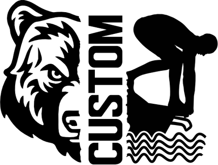 (s317-M) Swimming Split Mascot Team Name Custom Text