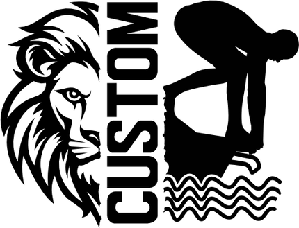 (s317-M) Swimming Split Mascot Team Name Custom Text