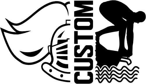 (317-45-M) Ironmen Split Mascot Swim Team Custom Iron-On Transfer