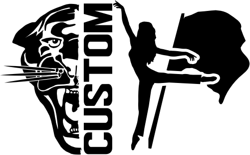 (317-02-S) Panther Split Mascot Color Guard Team Custom Iron-On Transfer