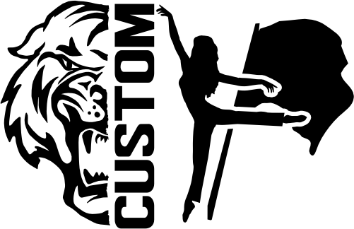 (317-04-S) Tiger Split Mascot Color Guard Team Custom Iron-On Transfer