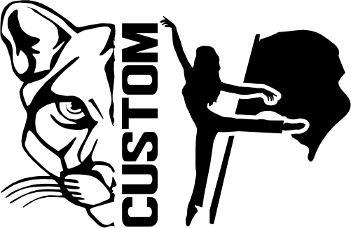 (317-06-S) Cougar Split Mascot Color Guard Team Custom Iron-On Transfer