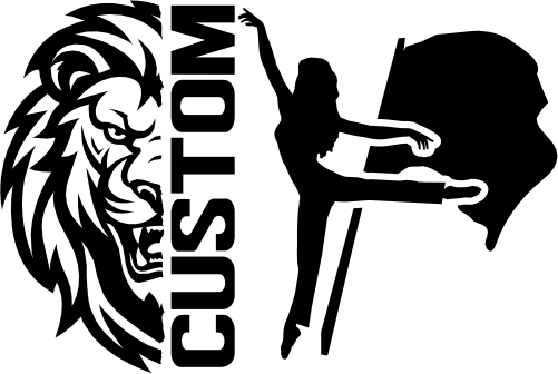 (317-07-S) Lion Split Mascot Color Guard Team Custom Iron-On Transfer