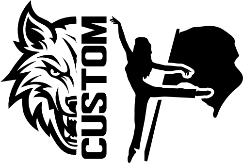 (317-08-S) Wolf Split Mascot Color Guard Team Custom Iron-On Transfer