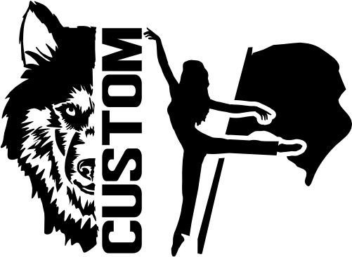 (317-09-S) Wolf Husky Split Mascot Color Guard Team Custom Iron-On Transfer