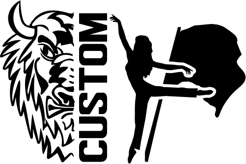 (317-11-S) Buffalo Split Mascot Color Guard Team Custom Iron-On Transfer