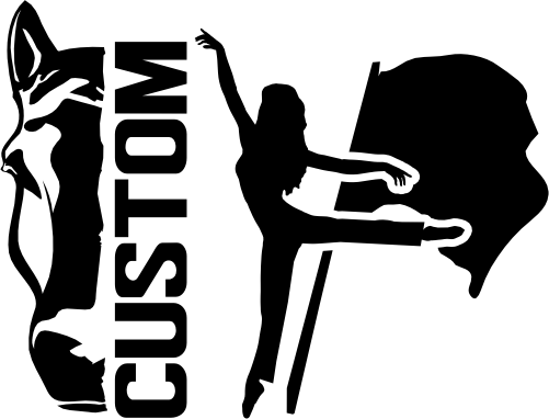 (317-12-S) Horse Mustang Split Mascot Color Guard Team Custom Iron-On Transfer