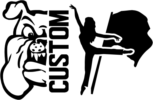 (317-13-S) Bulldog Split Mascot Color Guard Team Custom Iron-On Transfer