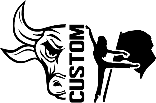 (317-14-S) Bull Split Mascot Color Guard Team Custom Iron-On Transfer