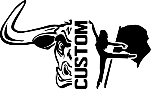 (317-15-S) Longhorn Split Mascot Color Guard Team Custom Iron-On Transfer