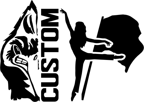 (317-16-S) Blue Jay Cardinal Split Mascot Color Guard Team Custom Iron-On Transfer