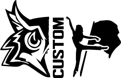 (317-20-S) Owl Split Mascot Color Guard Team Custom Iron-On Transfer