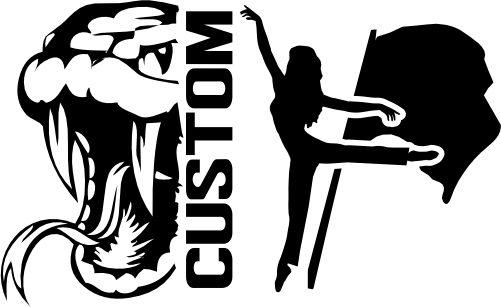 (317-23-S) Snake Split Mascot Color Guard Team Custom Iron-On Transfer