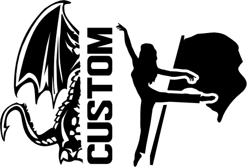 (317-24-S) Dragon Split Mascot Color Guard Team Custom Iron-On Transfer