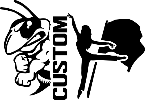 (317-25-S) Yellow Jacket Hornet Split Mascot Color Guard Team Custom Iron-On Transfer