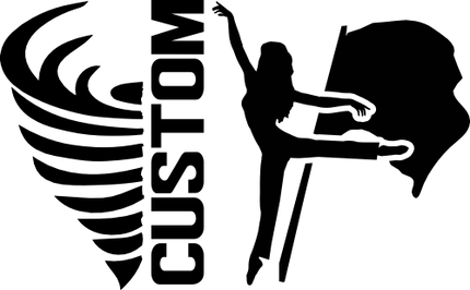 (317-29-S) Hurricane Cyclone Tornado Split Mascot Color Guard Team Custom Iron-On Transfer