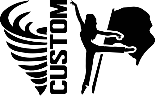 (317-29-S) Hurricane Cyclone Tornado Split Mascot Color Guard Team Custom Iron-On Transfer