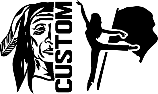 (317-32-S) Native American Split Mascot Color Guard Team Custom Iron-On Transfer