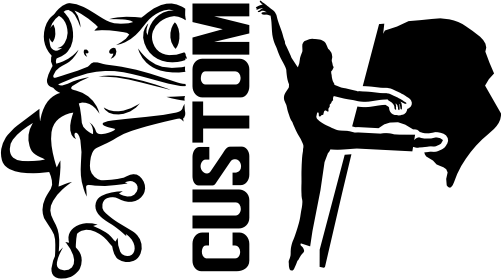 (317-38-S) Frog Split Mascot Color Guard Team Custom Iron-On Transfer