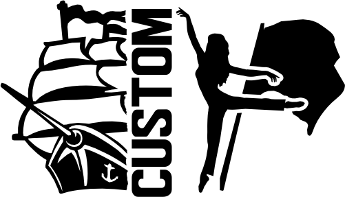 (317-39-S) Clipper Pirate Ship Split Mascot Color Guard Team Custom Iron-On Transfer