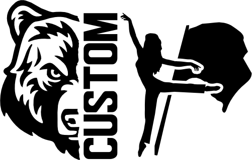 (317-41-S) Bear Split Mascot Color Guard Team Custom Iron-On Transfer