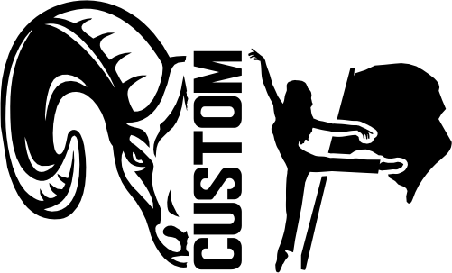 (317-42-S) Ram Split Mascot Color Guard Team Custom Iron-On Transfer