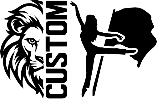 (317-44-S) Lion Split Mascot Color Guard Team Custom Iron-On Transfer