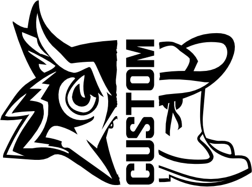 (317-20-T) Owl Split Mascot Drill Team Team Custom Iron-On Transfer