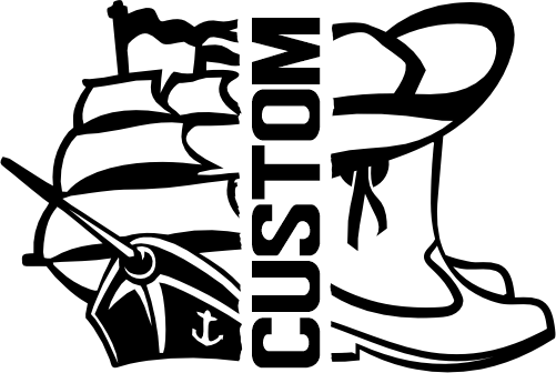 (317-39-T) Clipper Pirate Ship Split Mascot Drill Team Team Custom Iron-On Transfer